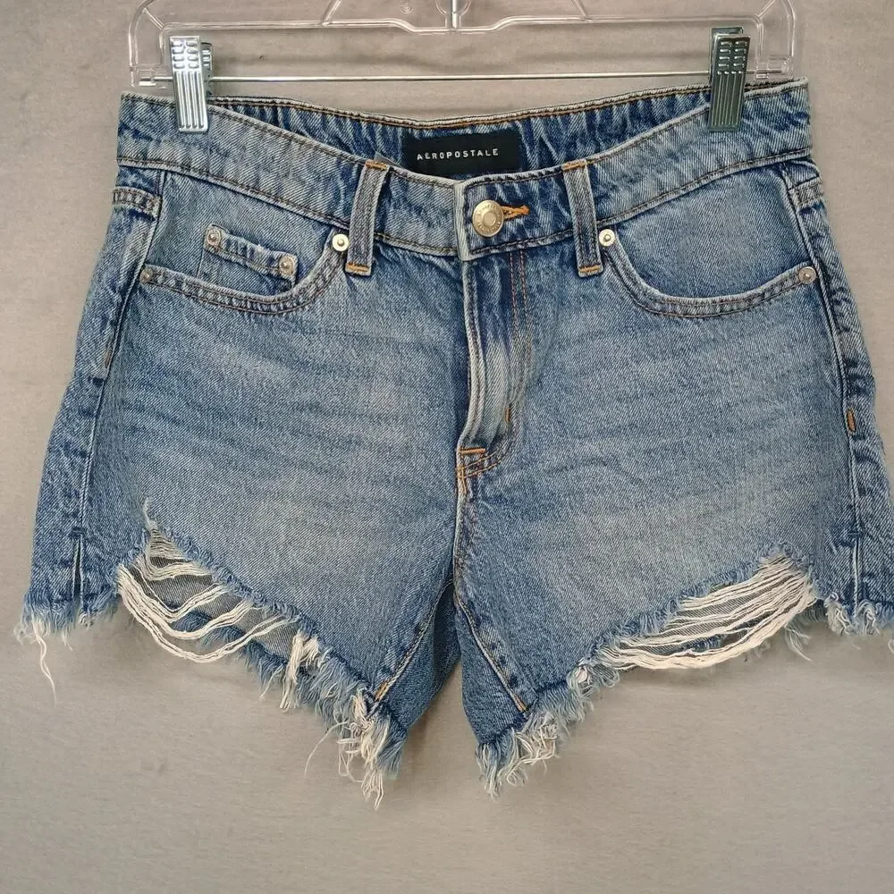 Aeropostale Original Low Rise Baggy Denim Shorts Sz 2